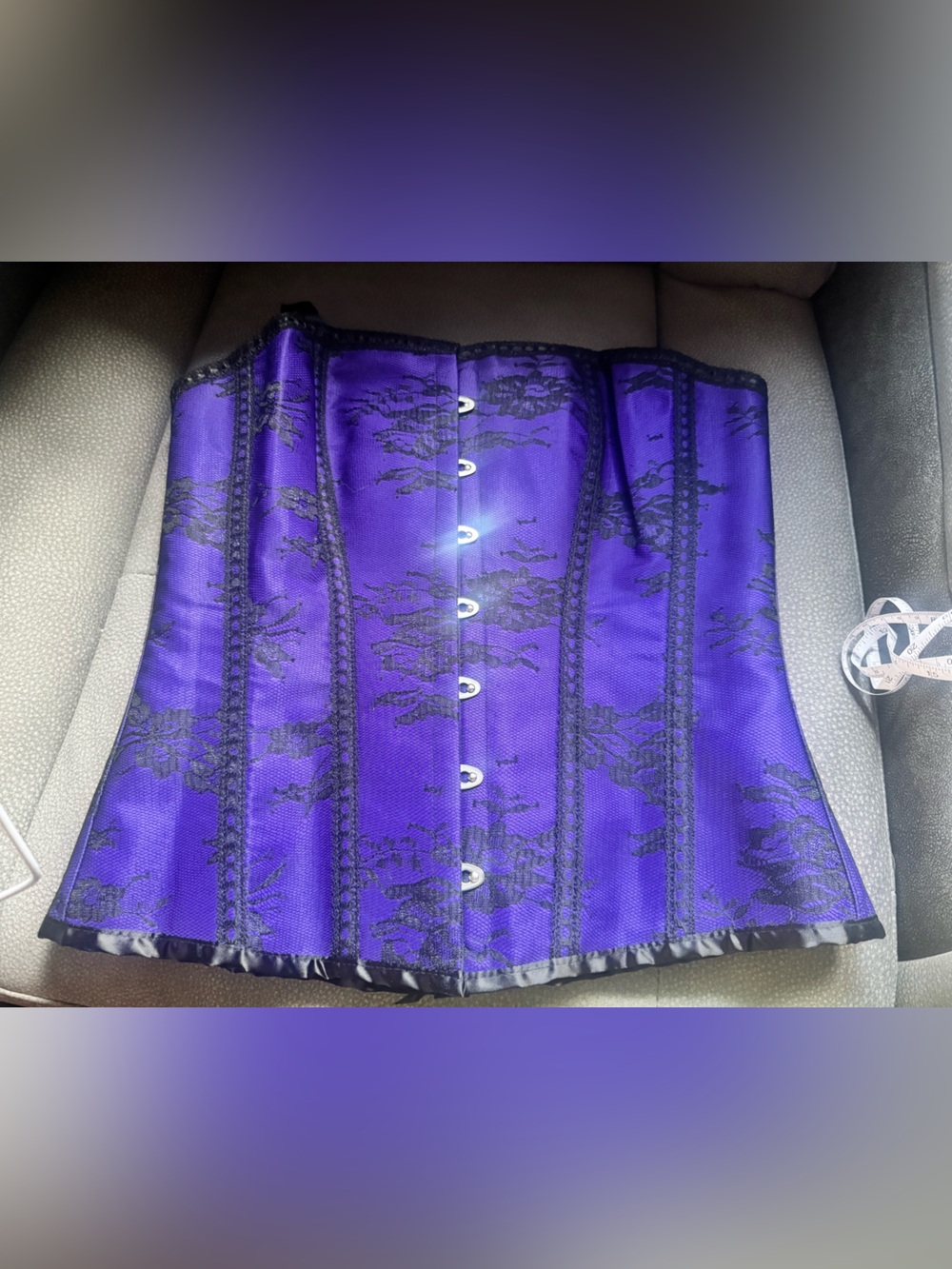 Purple Lace-Overlay Corset Top